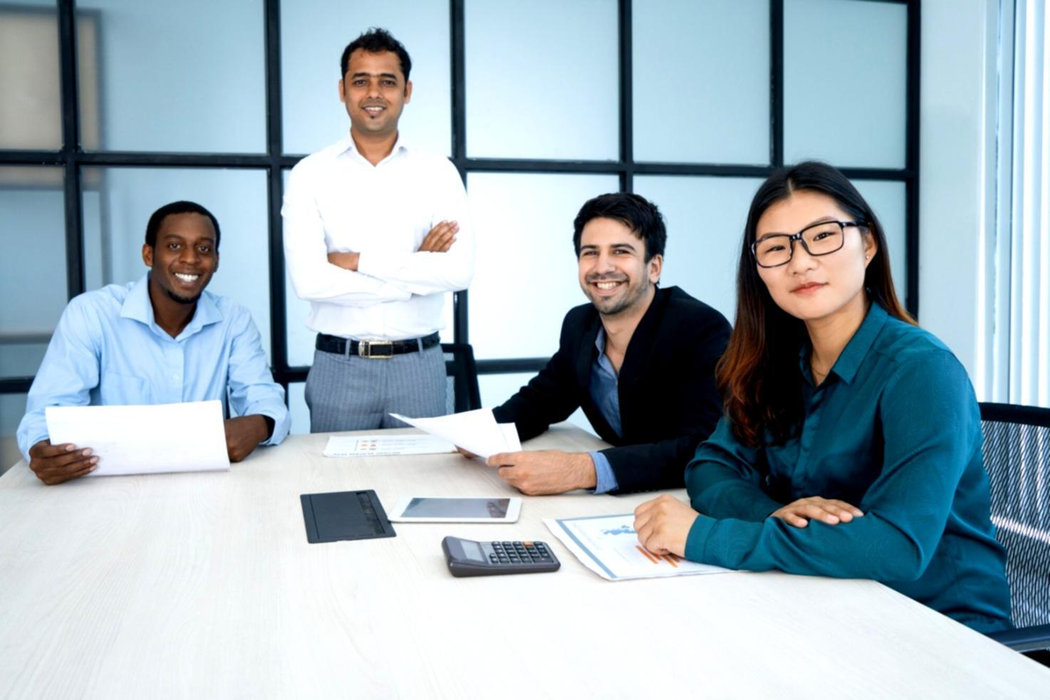 Marketing strategy planning session with business analytics