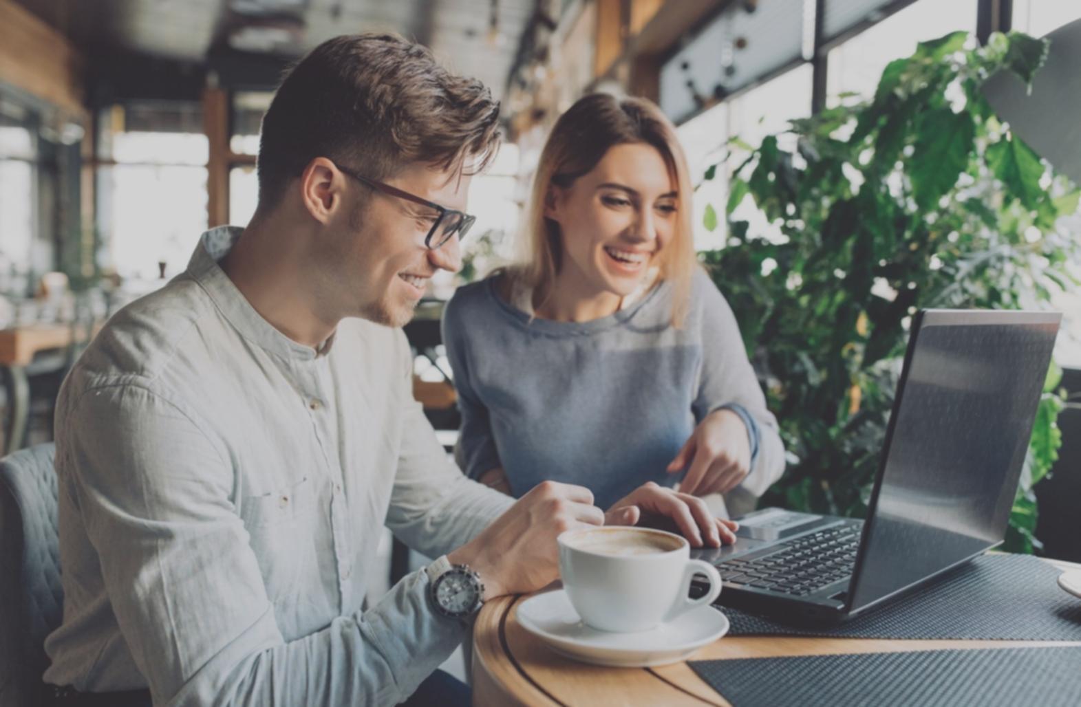 Business owner analyzing marketing metrics and performance data